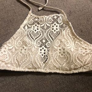 off white halter bikini top